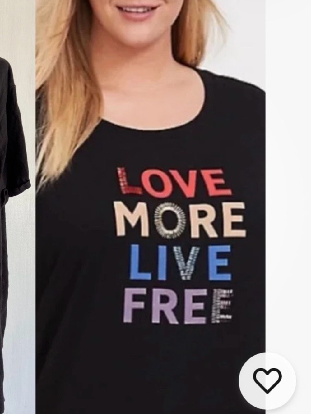torrid Black Short Sleeve Tee with Colorblock 'LOVE MORE LIVE FREE' Graphic